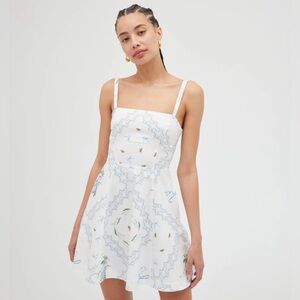 NWT Hill House: The Margot Mini Dress - White Floral Patchwork.